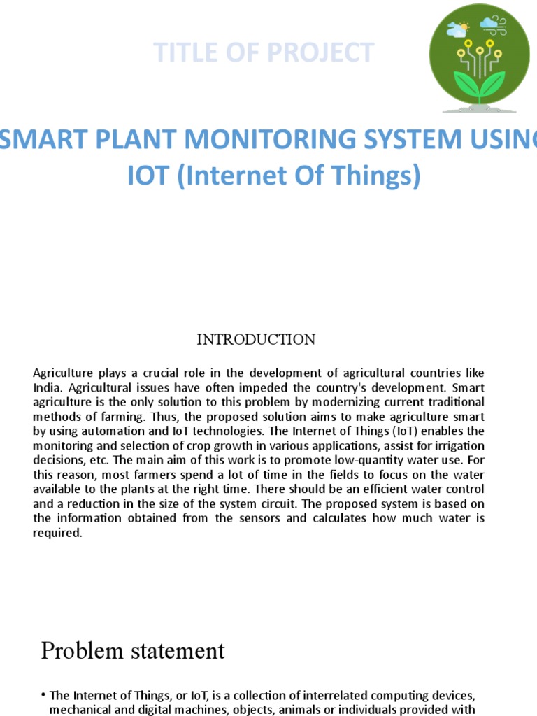 Smart Plant Monitoring System Using IOT | PDF | Internet Of Things ...