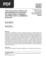 The Prison Don't Talk To You About Getting Out of Prison': On Why Prisons in England and Wales Fail To Rehabilitate Prisoners