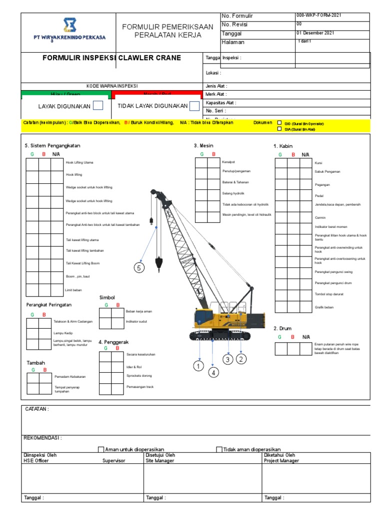 008 Formulir Inspeksi Crawler Crane | PDF