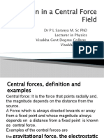 Motion in A Central Force Field: DR P L Saranya M. SC PHD Lecturer in Physics Visakha Govt Degree College Visakhapatnam