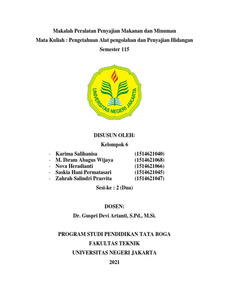 Makalah Peralatan Penyajian Alat Hidang Kelompok 6 | PDF