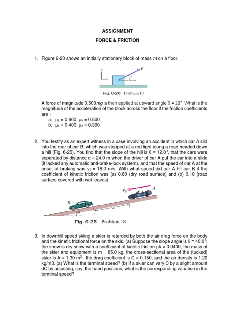 Force and Friction Physics Problems | PDF