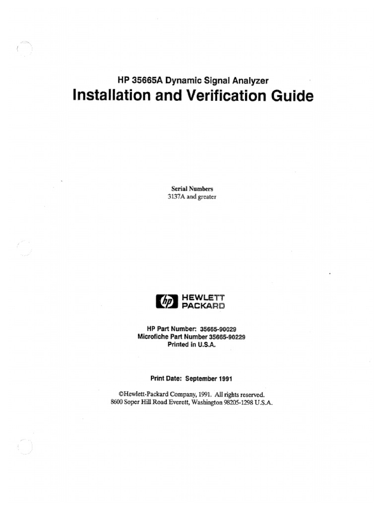HP 35665A Installation & Verification Guide | PDF