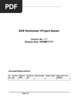 DAR Worksheet : Version No.: 1.1 Release Date: DD/MM/YYYY