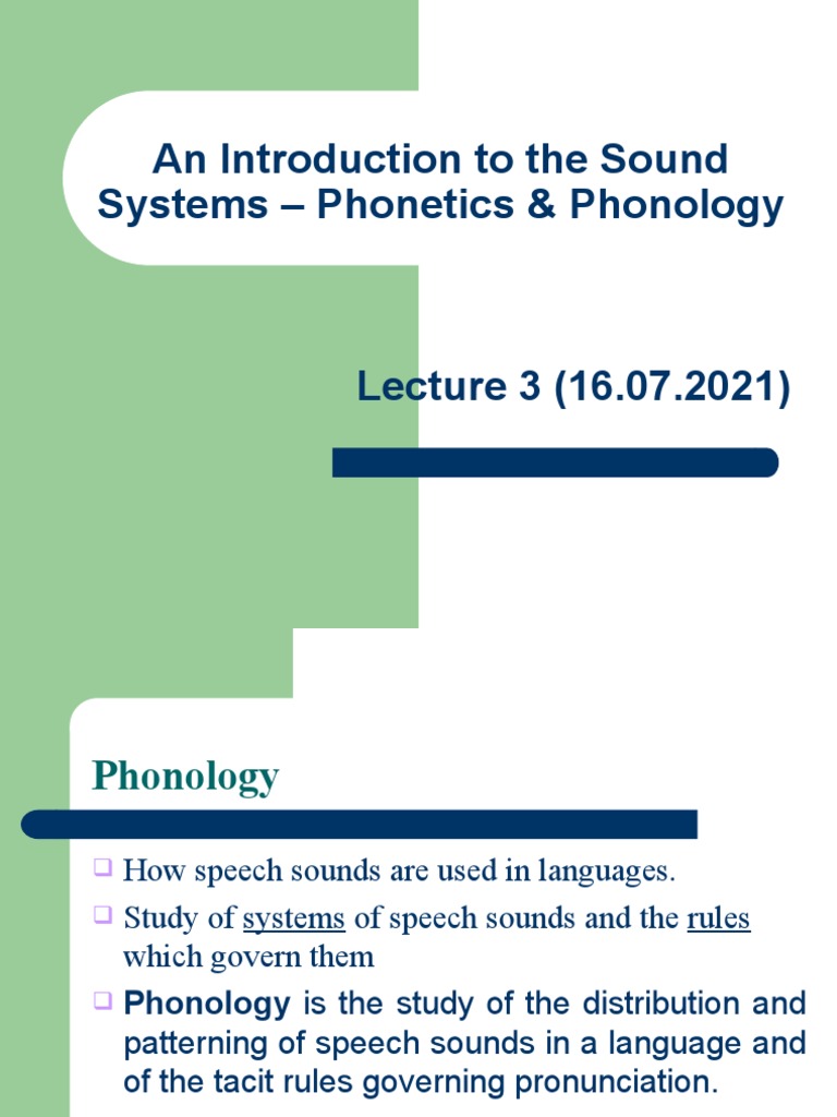 An Introduction To The Sound Systems - Phonetics & Phonology | PDF ...