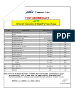 JSW Ground Granulated Blast Furnace Slag Test Certificate
