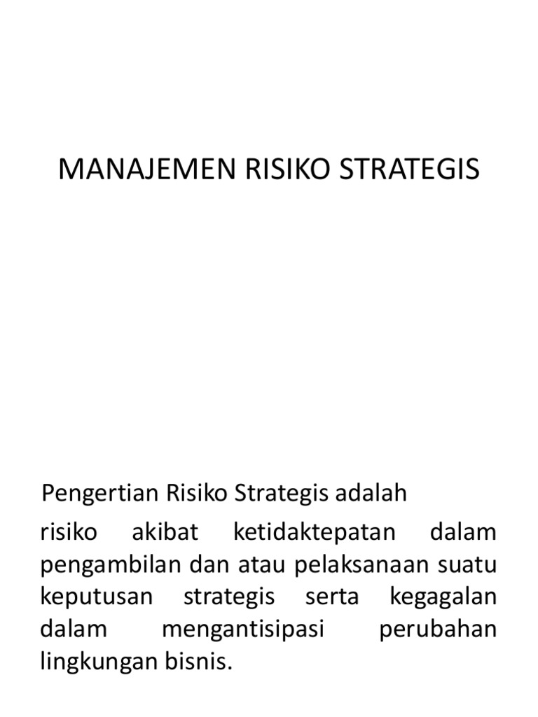 Manajemen Risiko Strategis Perusahaan | PDF