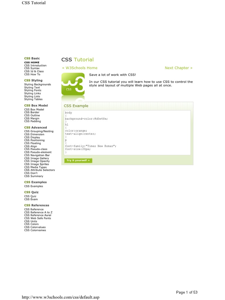CSS Tutorial | PDF | Html Element | Html