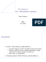 IO, Lecture 1 Introduction. Monopolistic Markets-1: Elena Paltseva