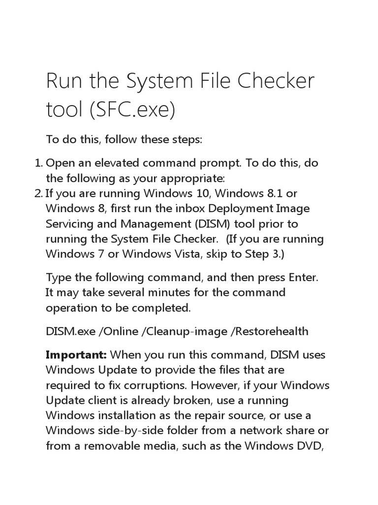 Run The System File Checker Tool PDF Computer File Microsoft Software