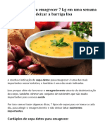 Sopa detox para emagrecer 7 kg em uma semana e deixar a barriga