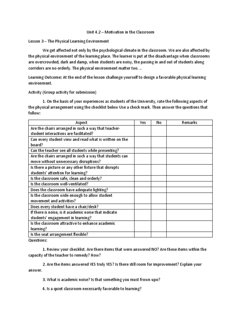 Unit 4.2, Lesson 3 | PDF | Classroom | Learning
