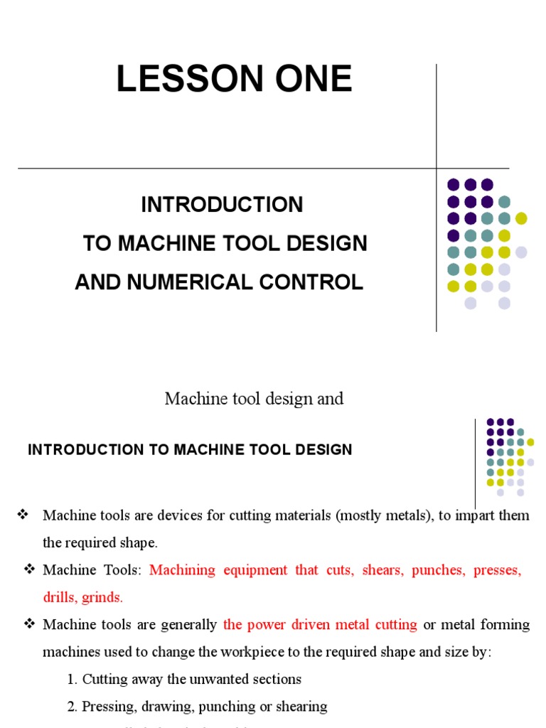 Lesson One To Machine Tool Design and Numerical Control PDF