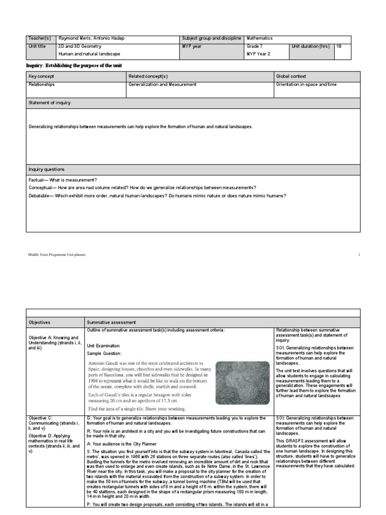 Grade 7 Geometry Unit Overview | PDF | Inquiry Based Learning ...