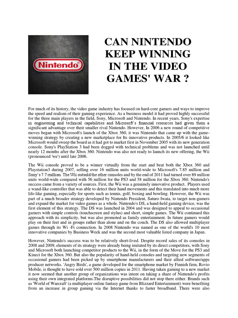 Nintendo's Innovative Gaming Strategy | PDF | Wii | Xbox 360