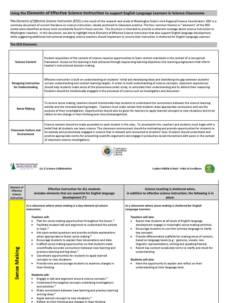 ELL Strategies for Effective Science Instruction | PDF | Learning ...