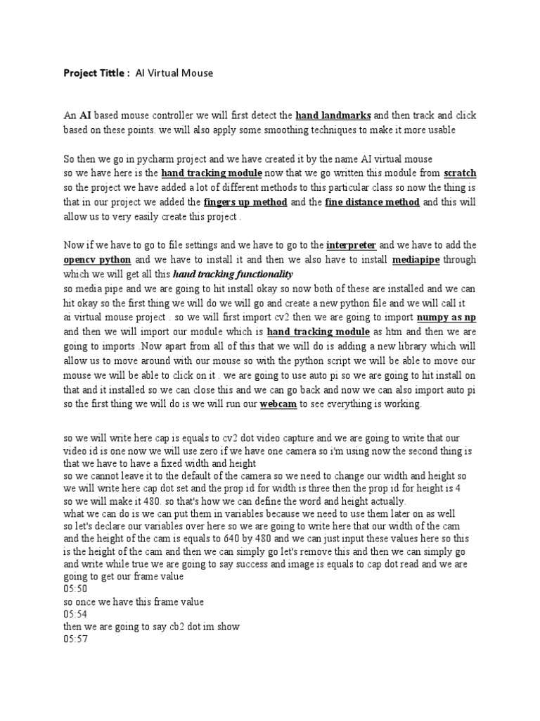 Ai Virtual Mouse | PDF | Python (Programming Language) | Computer Science