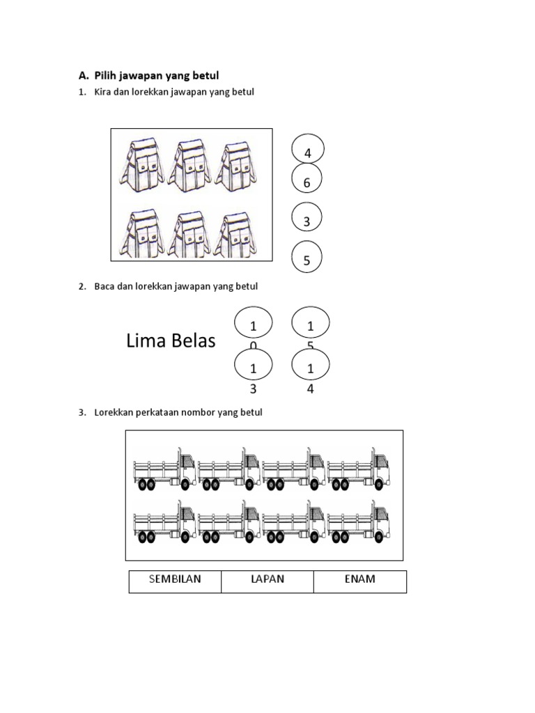 Soalan Matematik Tahun 1 KSSR