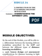 Module 3A: Designing Instruction in The Different Learning Delivery Modalities Lesson 1: Understanding The