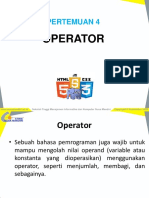 Pertemuan 4: Operator