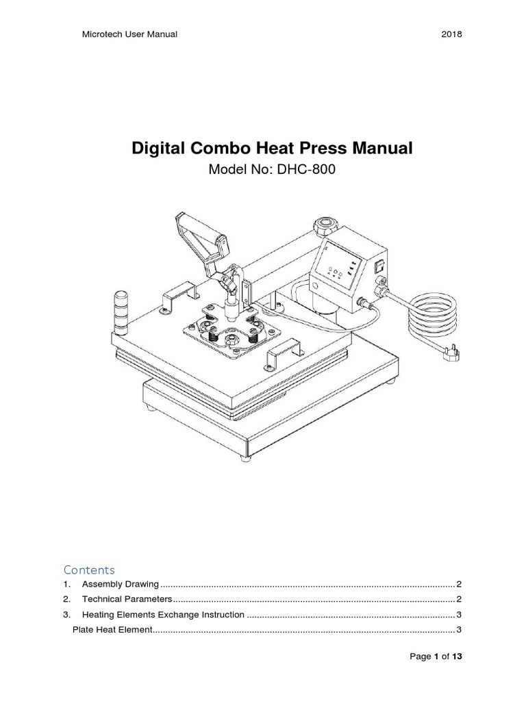 Digital Combo Heat Press Manual DHC800 Manual EN PDF Electrical