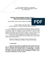 TEORIA INTELIGENȚELOR MULTIPLE - IMPLICAȚII EDUCAȚIONALE Carmen BAL Carmen Ioana IUHOS Ioana Maria CÂMPEAN