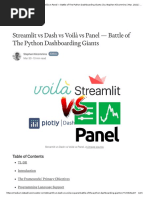 Streamlit Vs Dash Vs Voilà Vs Panel - Battle of The Python Dashboarding Giants - by Stephen Kilcommins - Mar, 2021 - DataDrivenInvestor