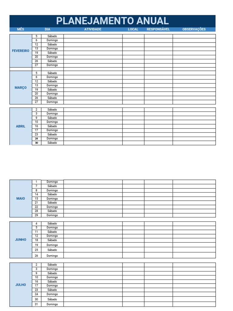 Modelo de Planejamento Anual | PDF