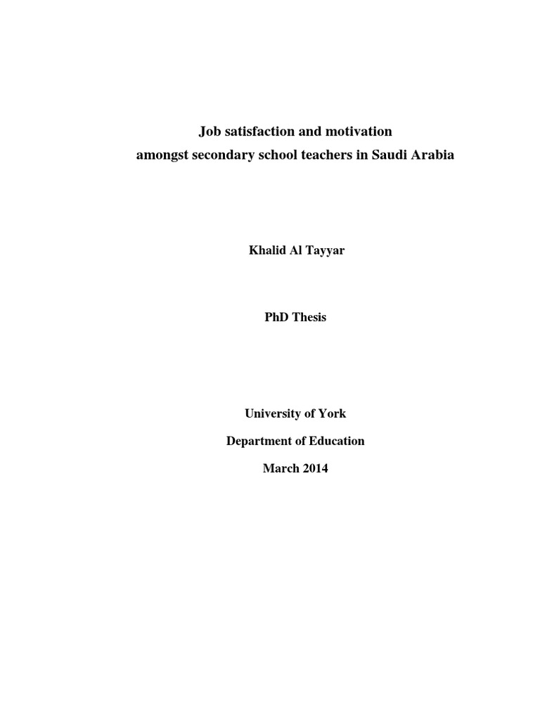 Teacher Job Satisfaction in Saudi Arabia | PDF | Motivational | Motivation