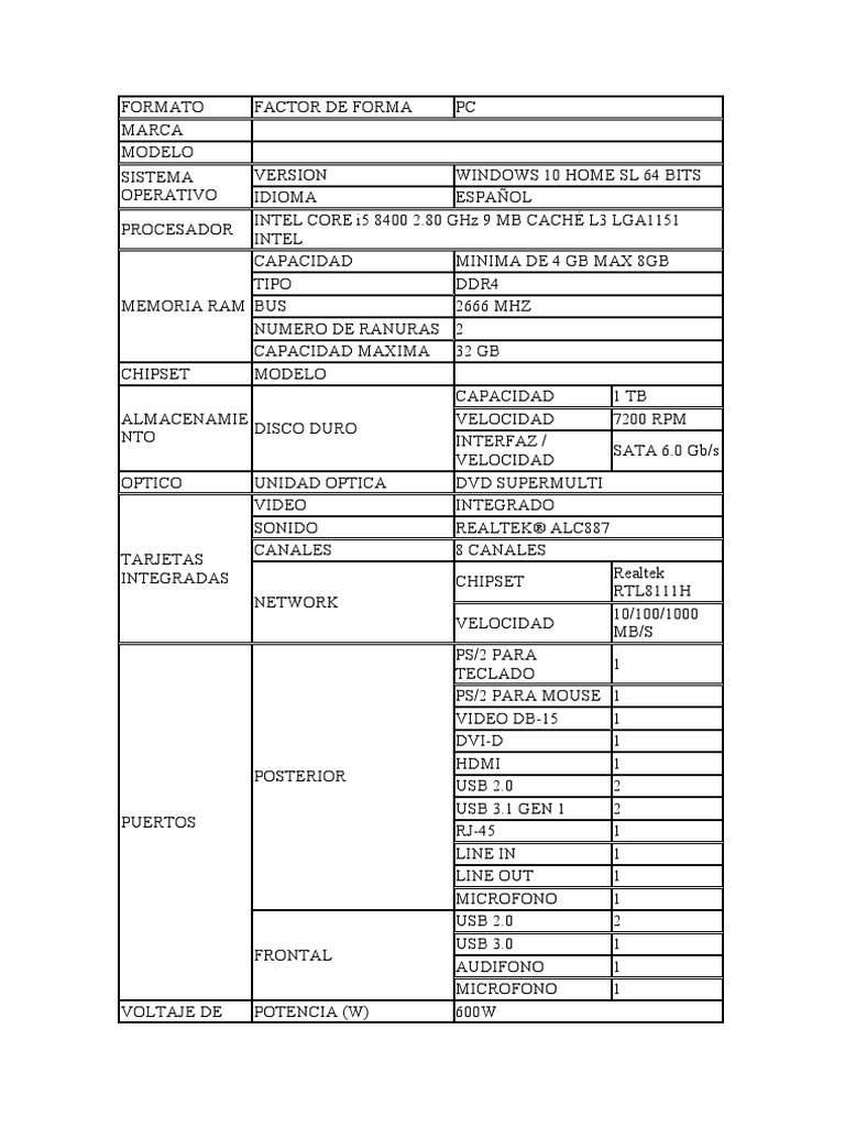 Formato 1 PC | PDF | USB | Electrónica