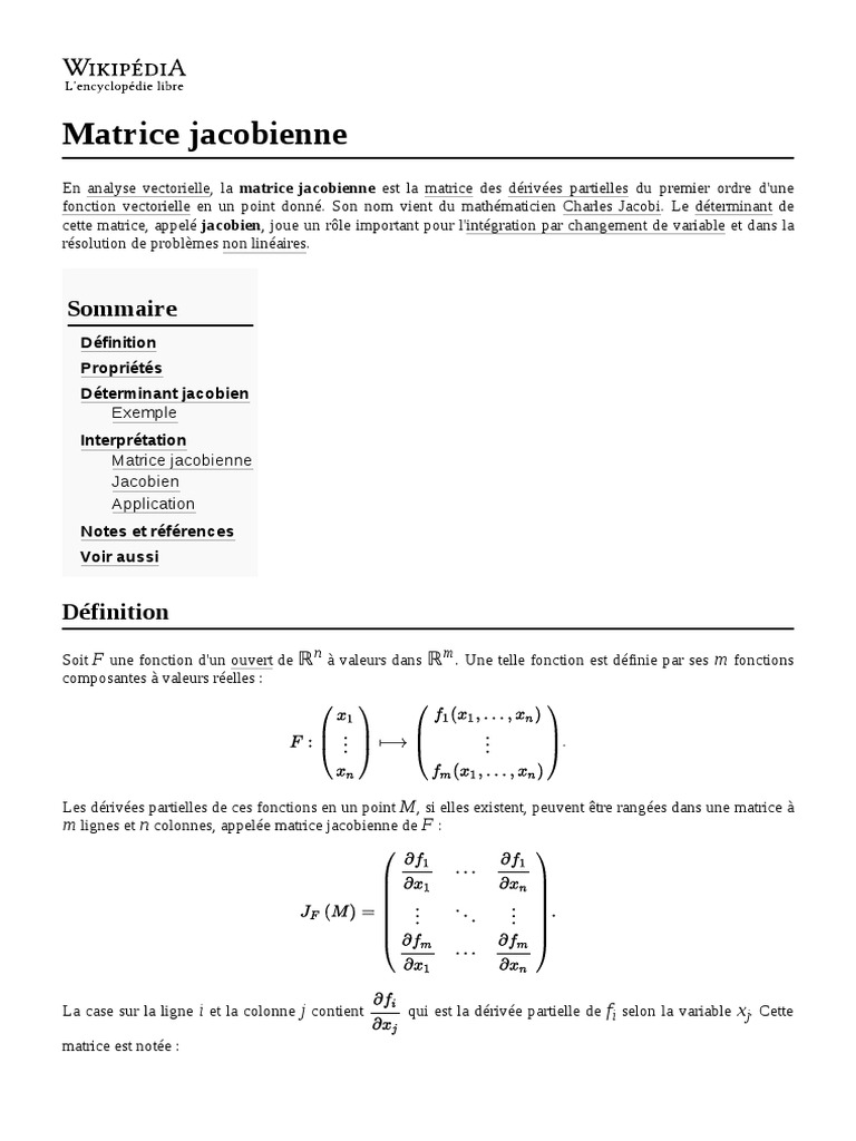 Matrice Jacobien Explication | Jacobian matrix of symbolic function – JICU