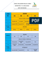 Jadwal Pelajaran Semester 2 Kelas 4 Abcd