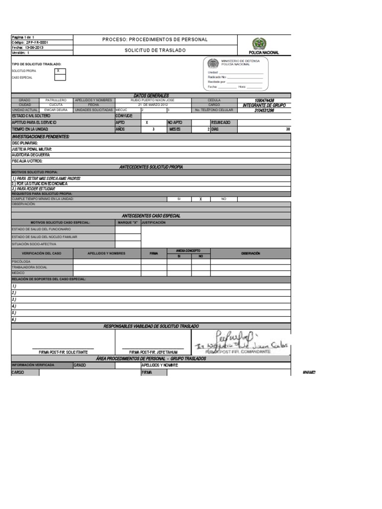 2pp-Fr-0001 Solicitud de Traslado Formato | PDF