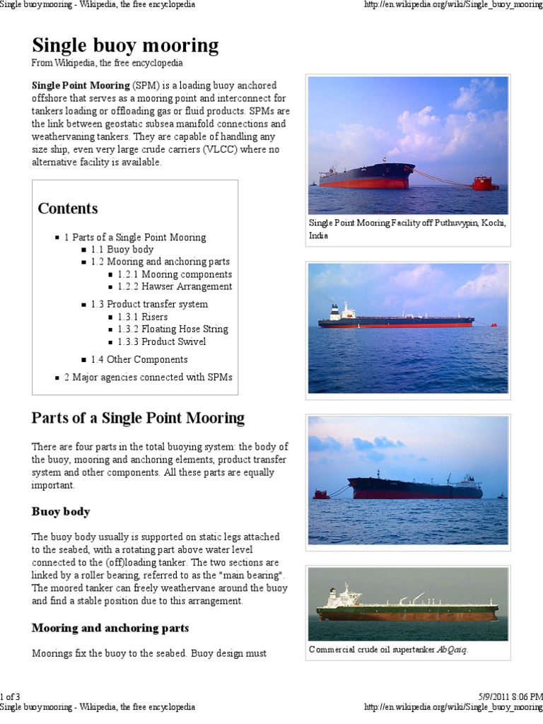 Single Buoy Mooring Wikip. Manufactured Goods Waterway And Maritime