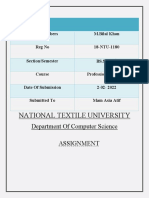 National Textile University: Department of Computer Science Assignment