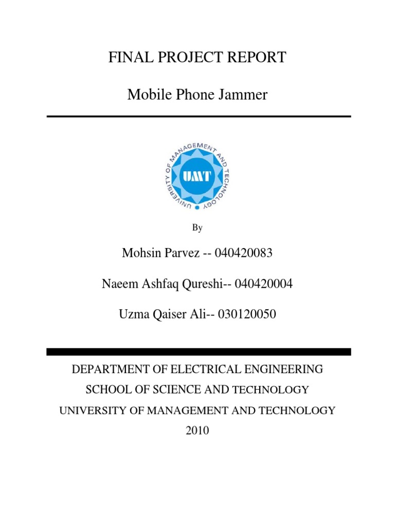 Final Project Report Mobile Phone Jammer PDF Cellular Network