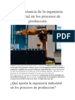 La Importancia de La Ingeniería Industrial en Los Procesos de Producción