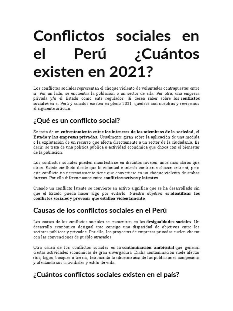 EXPOSICION Conflictos Sociales en El Perú | PDF | Estado (política) | Perú