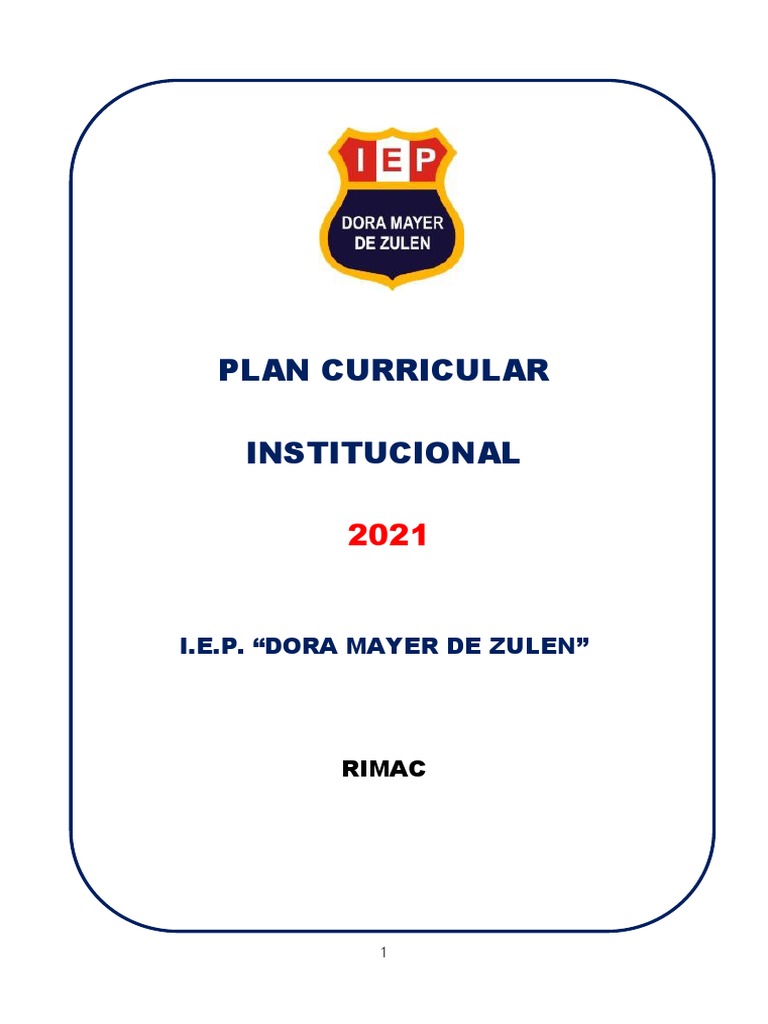 Plan Curricular I.E.P. Dora Mayer 2021 | PDF | Plan de estudios ...