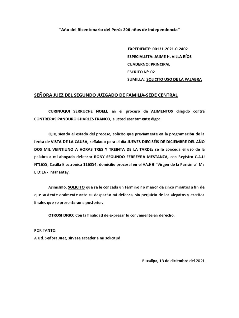 Solicitud de Uso de la Palabra | PDF