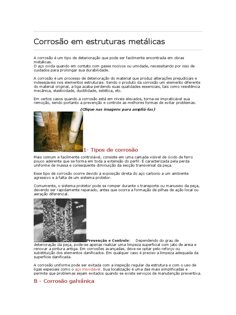 Tipos e Controle da Corrosão Metálica | PDF | Corrosão | Ciências Físicas