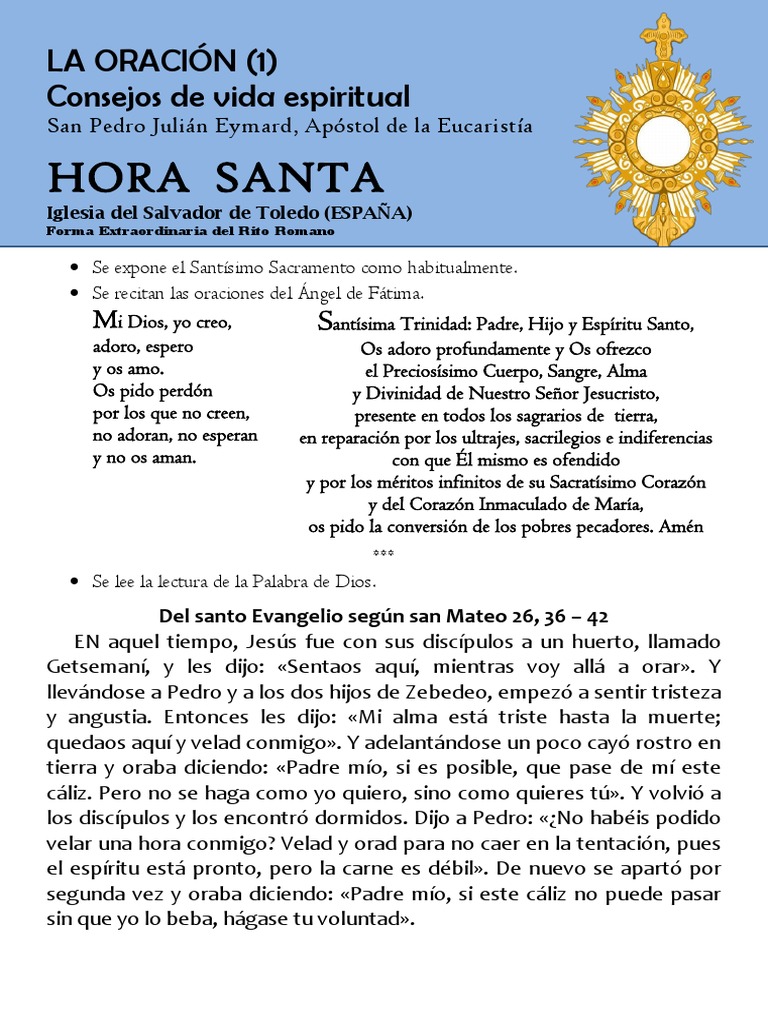 La Oración (1) - Hora Santa Con San Pedro Julián Eymard | PDF | Oración ...