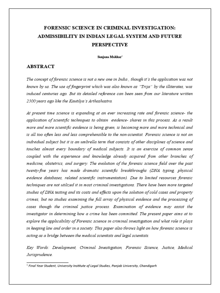Criminal Investigation Research Paper Topics