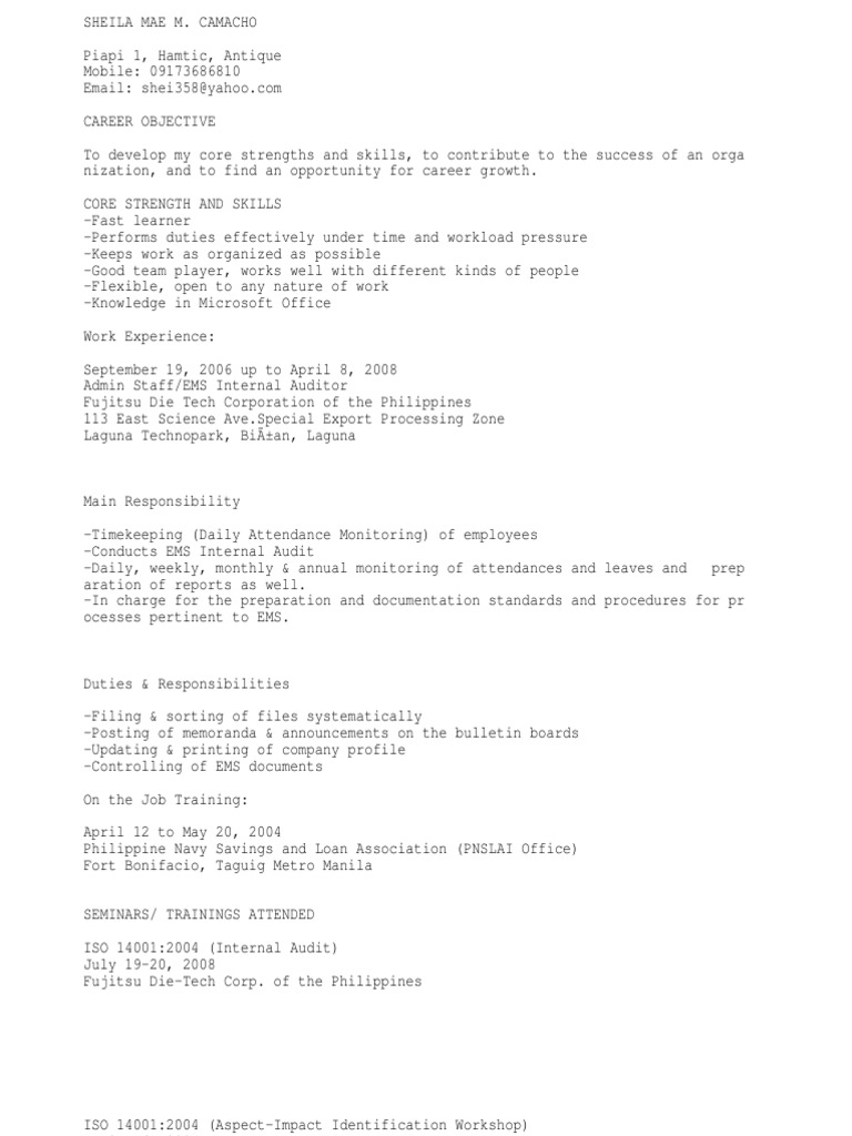 my resume | Internal Audit | Philippines