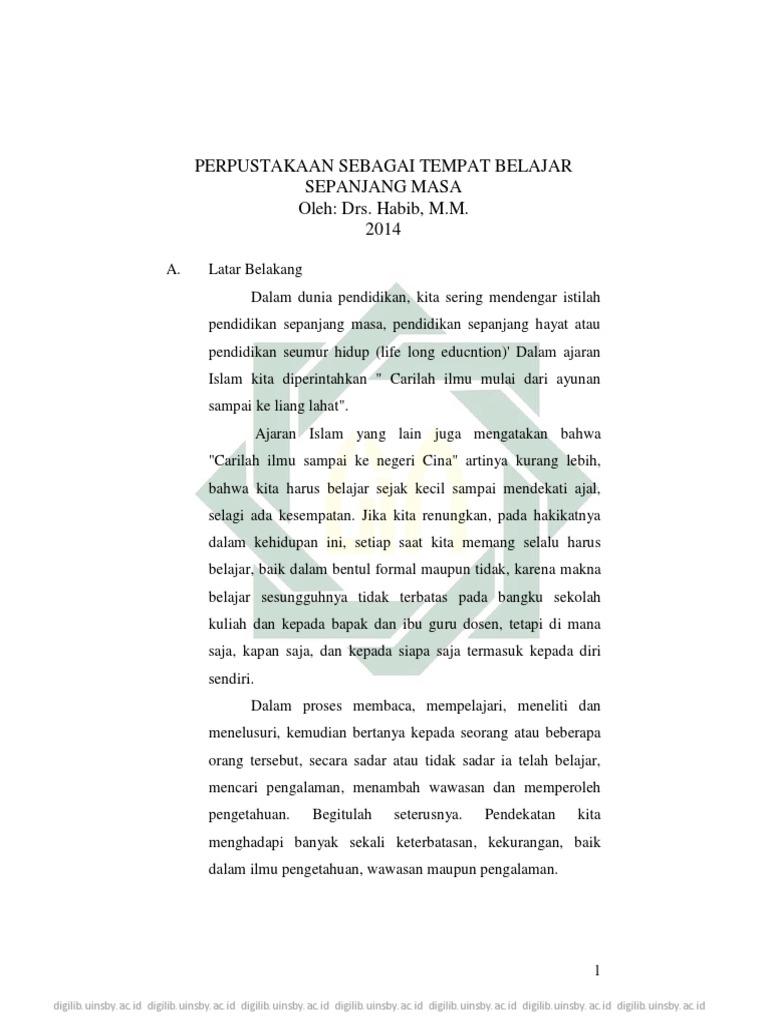 Perpustakaan sebagai Tempat Belajar Sepanjang Hayat-www.perpustakaan.org