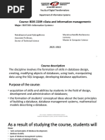 Course: BDIS 2209 Data and Information Management : Faculty of Digital Transformations Department of Information Systems