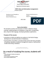 Course: BDIS 2209 Data and Information Management : Faculty of Digital Transformations Department of Information Systems