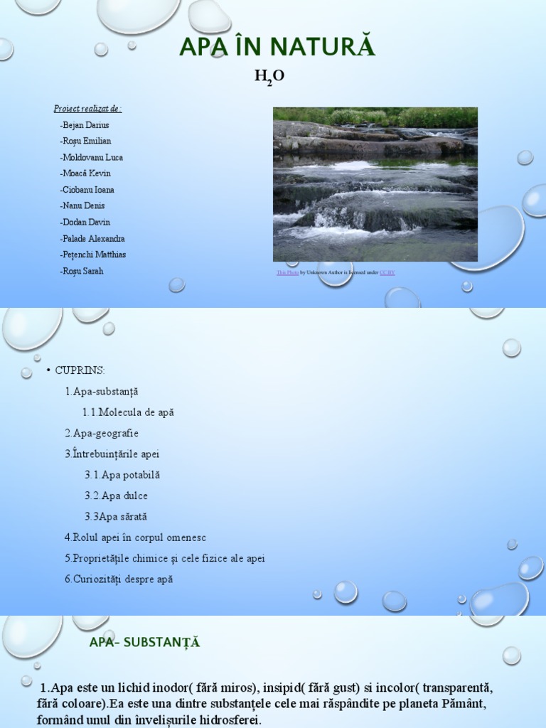 Apa În Natură: Proiect Realizat de | PDF