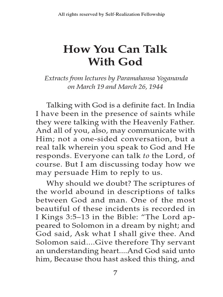 How You Can Talk With God | PDF | Love | God