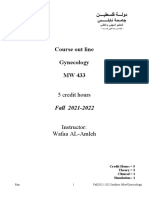 Course Out Line Gynecology MW 433: 5 Credit Hours